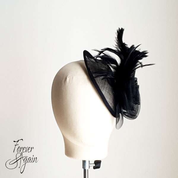 Black round Fascinator - Image 2