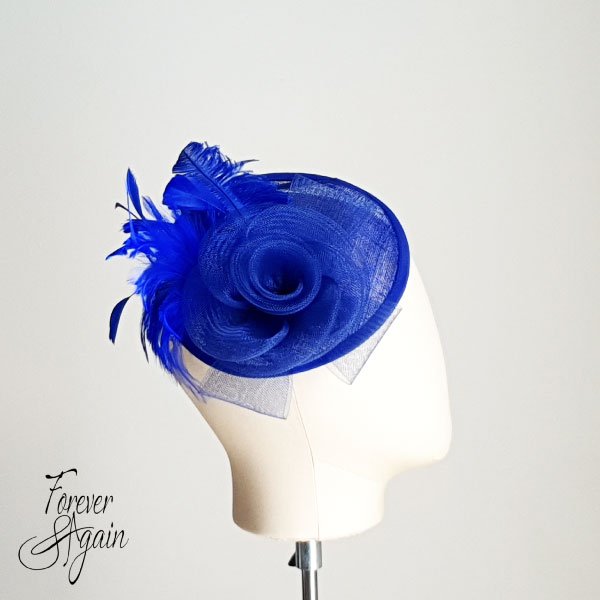 Classic Blue Round Fascinator - Spring 