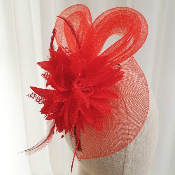 Red fascinator
